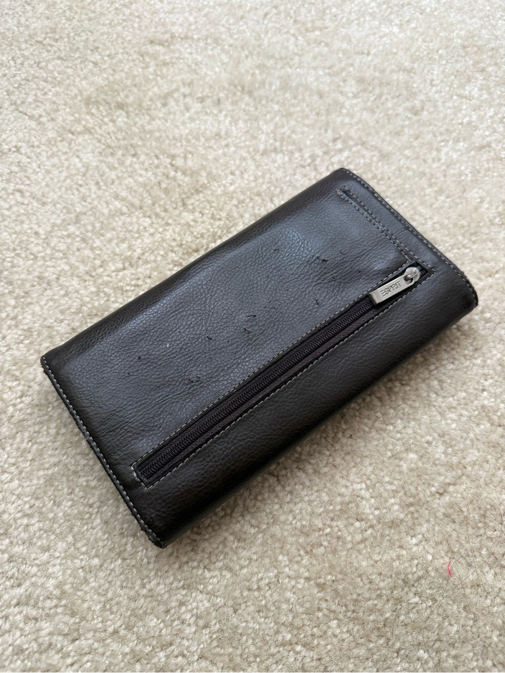 Vintage Espirit Leather Wallet with Exterior Zip Pocket